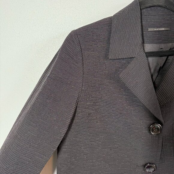 Elie Tahari Womens Black Textured 2 Button Lined Blazer Large Folded Cuffs - Picture 3 of 10